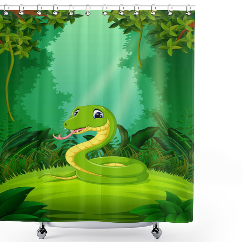 Personality  Snake in the clear and green forest shower curtains