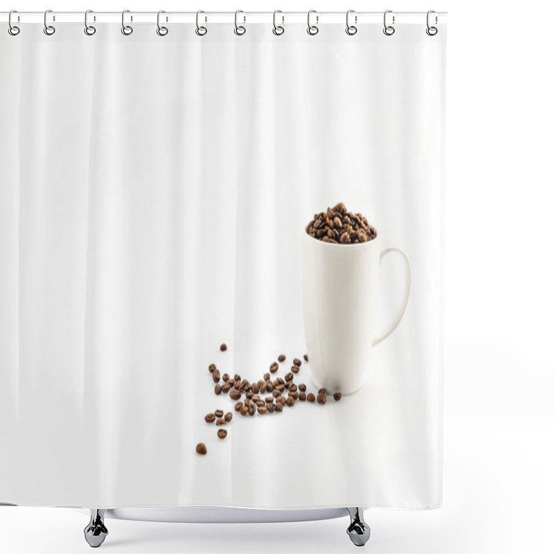 Personality  Coffee Beans In Coffee Mug Shower Curtains