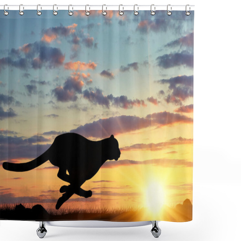 Personality  Running Cheetah Silhouette Shower Curtains