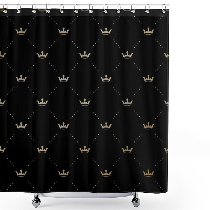 Personality  Seamless Vector Gold Pattern With King Crowns Shower Curtains