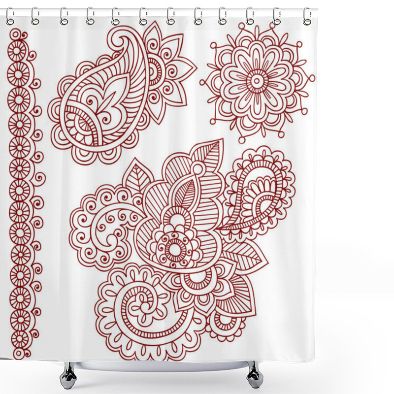 Personality  Henna Paisley Flower Doodle Vector Design Elements Shower Curtains