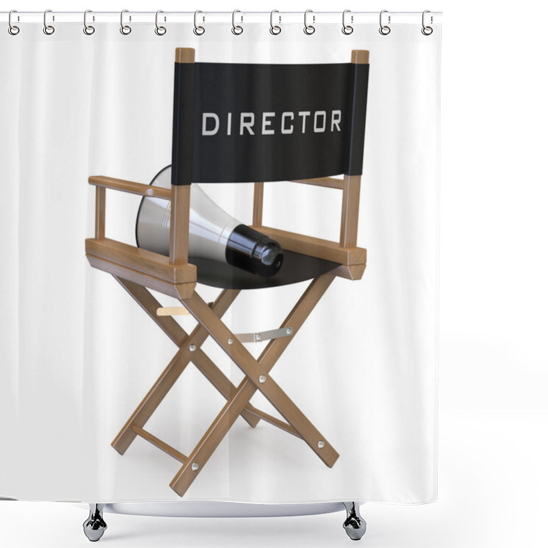 Personality  Film Director's Chair With A Megaphone Back View Shower Curtains