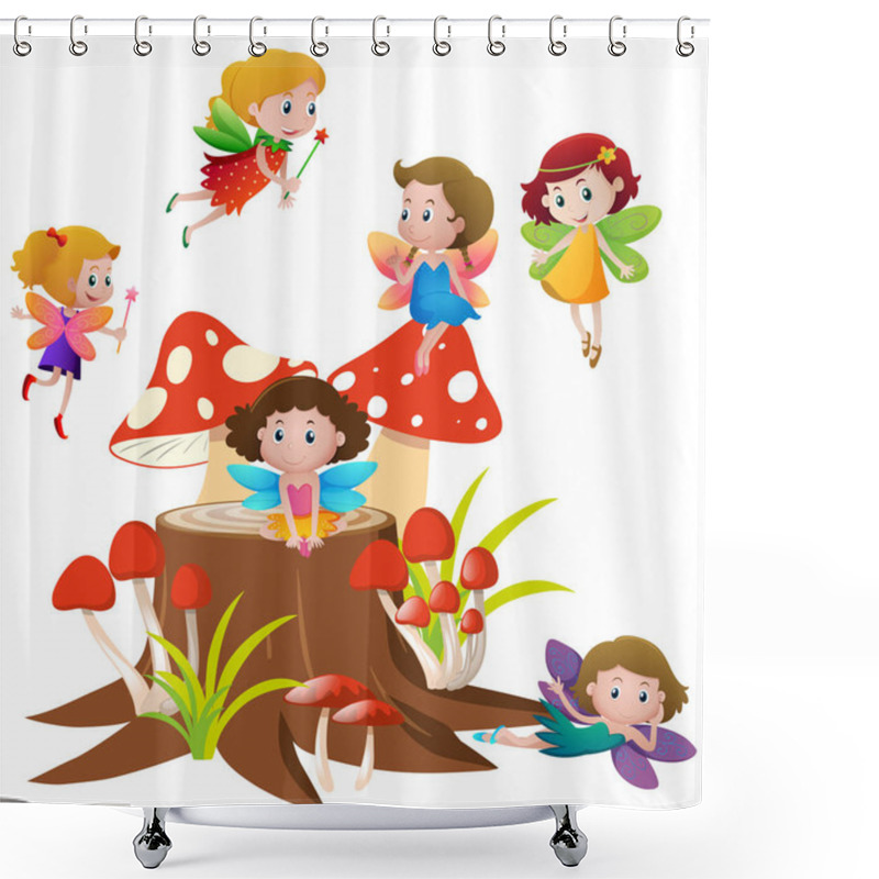 Personality  Many Fairies Flying On Mushroom Shower Curtains