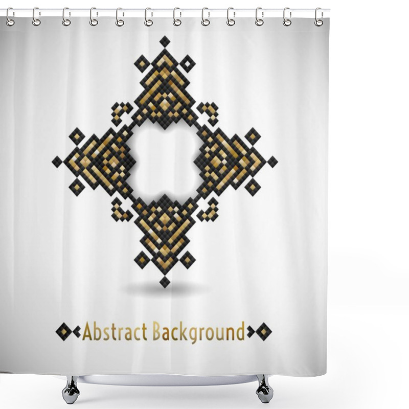 Personality  Geometric Hipster Tribal Black And Gold Pixel Design. Shower Curtains