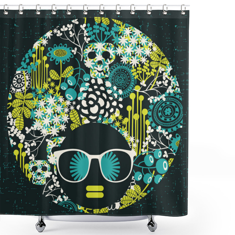 Personality  Black Head Woman With Strange Pattern Hair. Shower Curtains