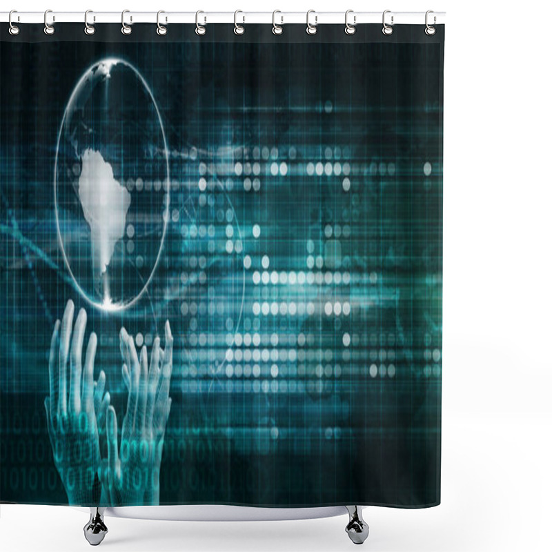 Personality  Futuristic Technology Concept Art Shower Curtains