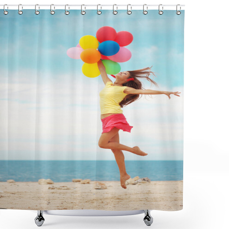 Personality  Girl With Balloons Shower Curtains