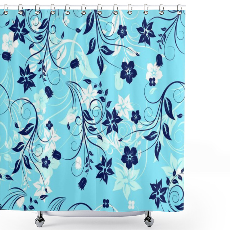 Personality  Seamless Vector Floral Pattern. For Easy Making Seamless Pattern Just Drag All Group Into Swatches Bar, And Use It For Filling Any Contours. Shower Curtains