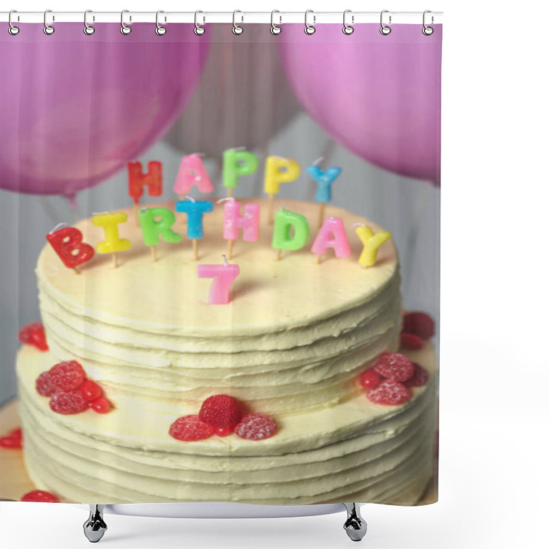 Personality  Birthday Cake With Number Seven  Shower Curtains