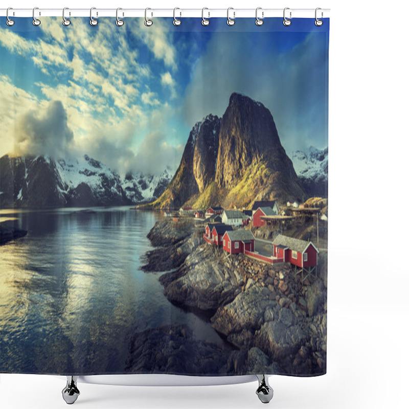 Personality  Fishing Hut At Spring Sunset - Reine, Lofoten Islands, Norway Shower Curtains