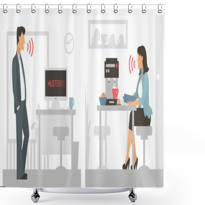 Personality  Smart Computer Voice Control Shower Curtains