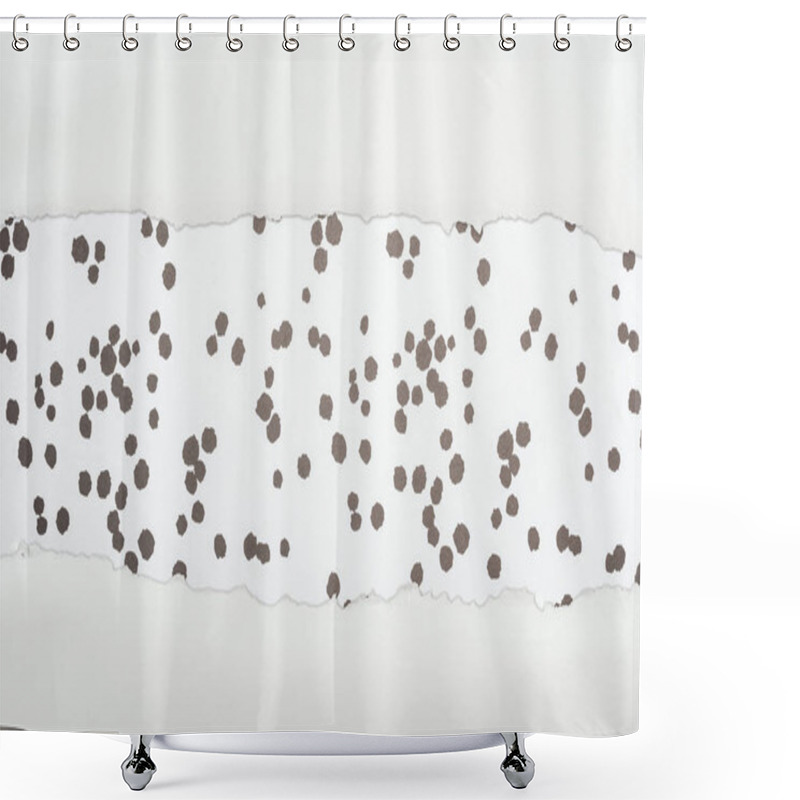 Personality  Ragged White Textured Paper With Copy Space On Black And White Dotted Background  Shower Curtains