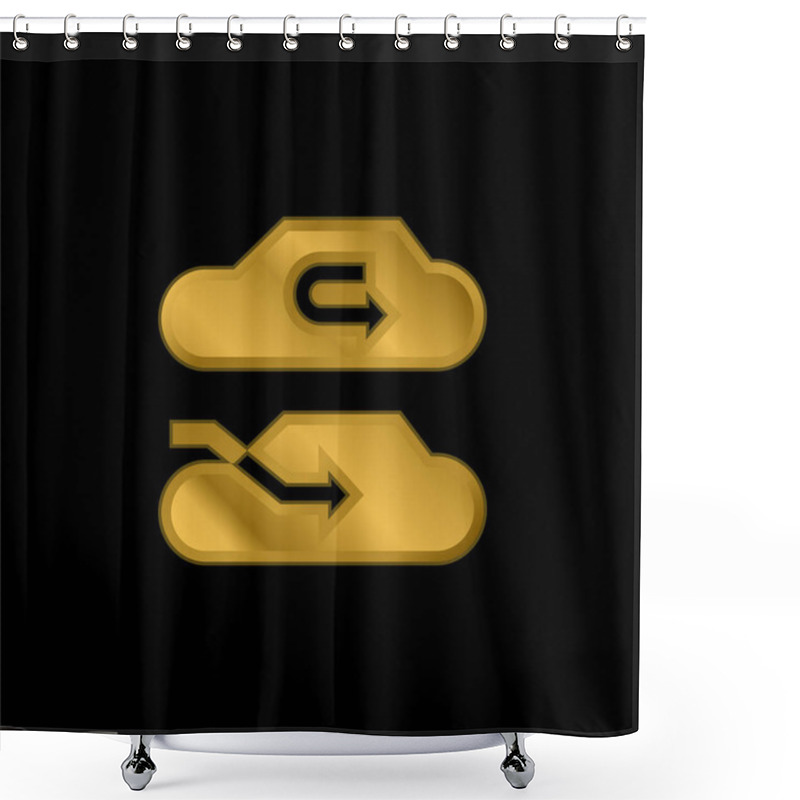 Personality  Air Conditioner Gold Plated Metalic Icon Or Logo Vector Shower Curtains