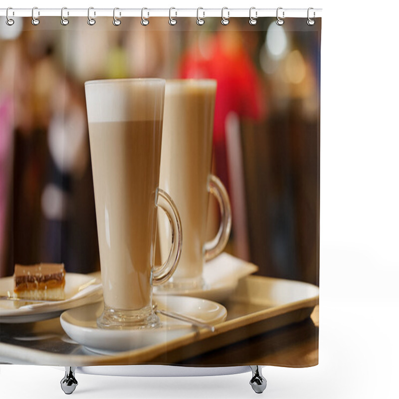 Personality  Coffee Latte In Two Tall Glasses Shower Curtains