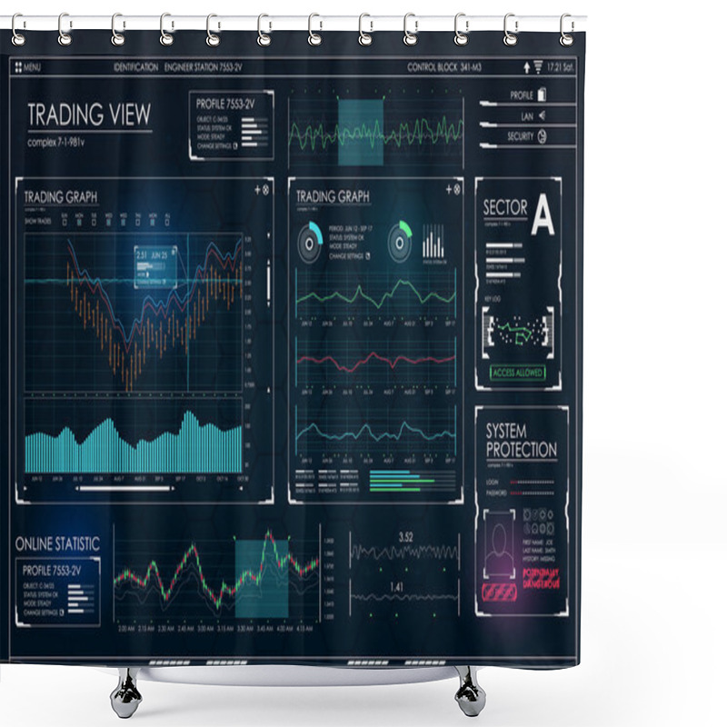 Personality  Futuristic User Interface HUD Shower Curtains