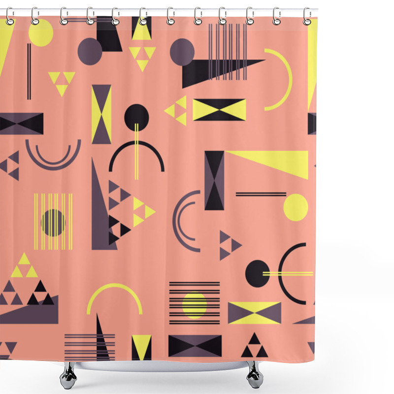 Personality  Seamless Geometric Pattern In Retro 80s Style Shower Curtains