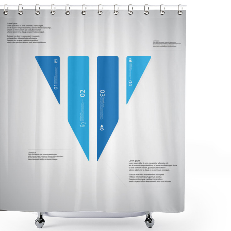 Personality  Triangle Illustration Template Consists Of Four Blue Parts On Light Background Shower Curtains