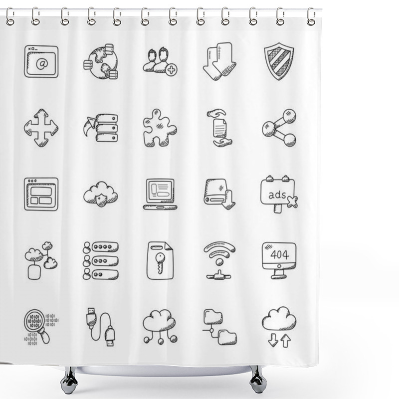 Personality  Database And Storage Icons Set  Shower Curtains