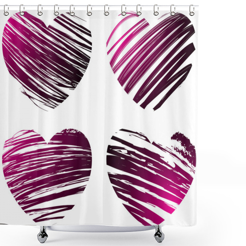 Personality  Set Of Grunge Hearts Shower Curtains