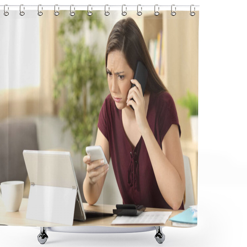 Personality  Overworked Entrepreneur Working On Line At Home Shower Curtains