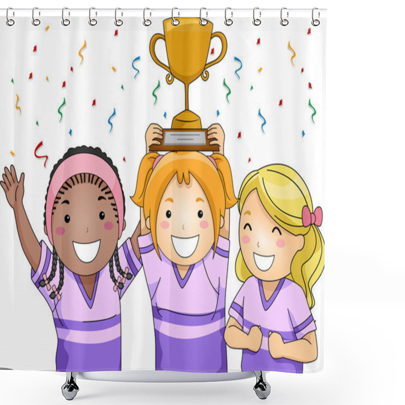 Personality  Female Champions With Trophy Shower Curtains