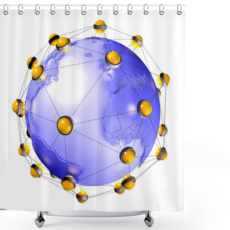 Personality  Interconnected Earth Planet Shower Curtains