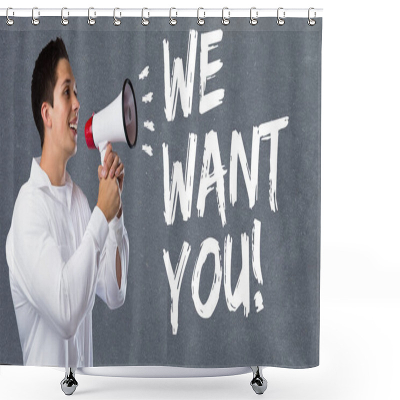 Personality  We Want You Jobs, Job Working Recruitment Employees Business Con Shower Curtains