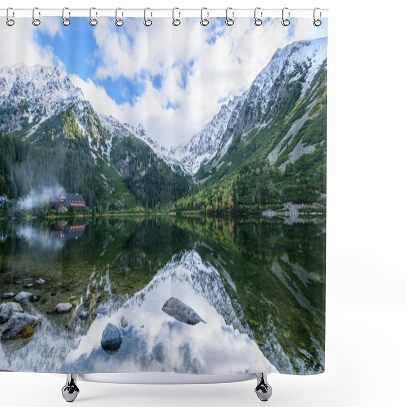 Personality  Slovakian Carpathian Mountain Lake In Autumn. Popradske Pleso Shower Curtains