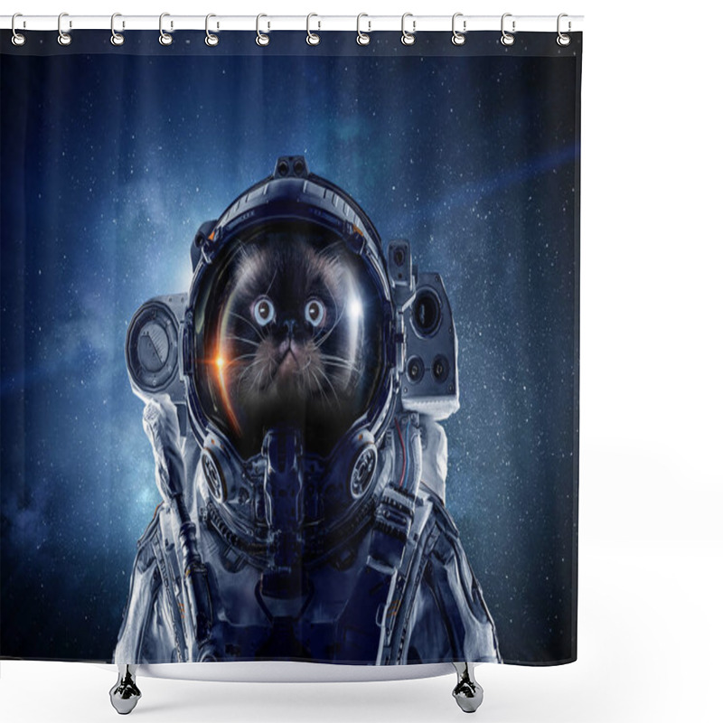 Personality  First Trip To Space. Mixed Media Shower Curtains