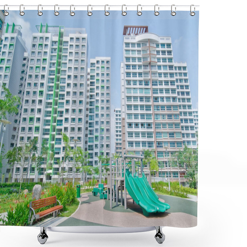 Personality  Playground Within High-rise Residential Estate Shower Curtains