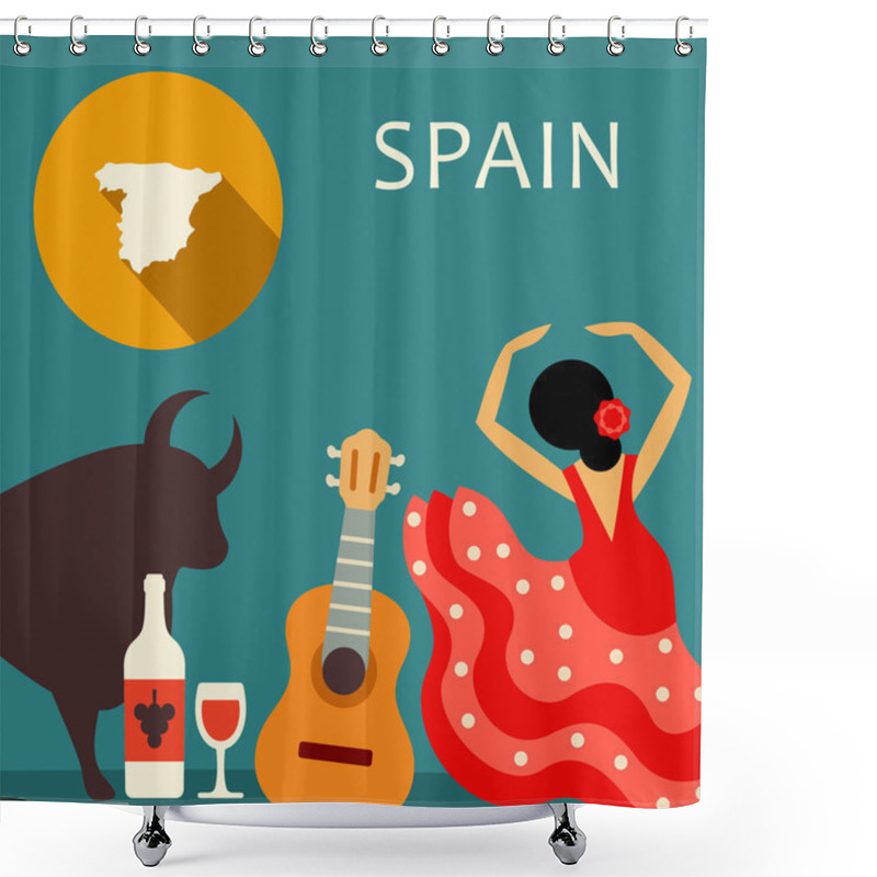 Personality  Spain Travel Icon Shower Curtains