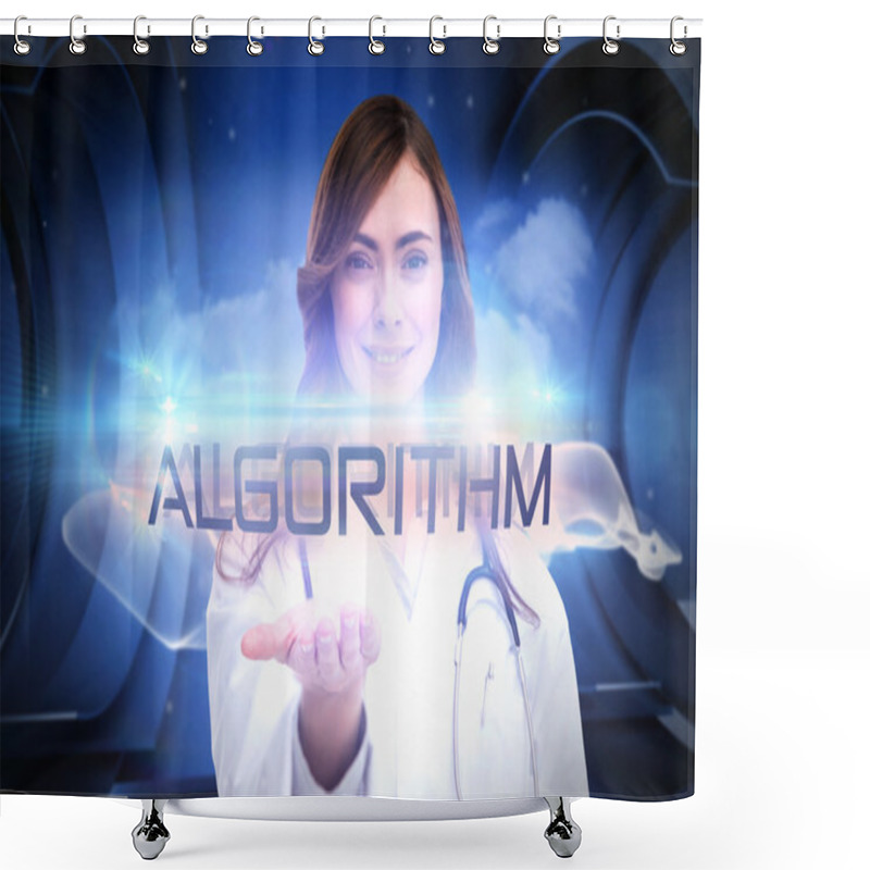 Personality  Word Algorithm And Portrait Of Female Nurse Shower Curtains