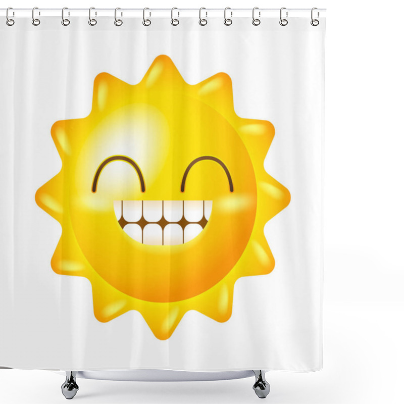 Personality  Cute Sun Vector With Smile Face Shower Curtains