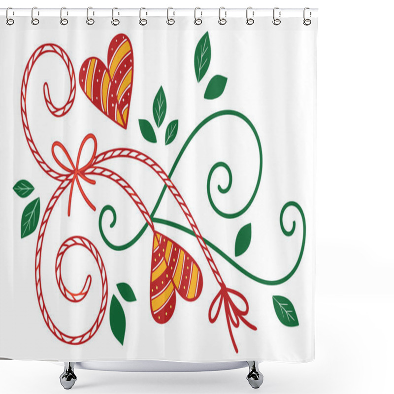 Personality  Add A Festive Touch To Your Valentines Day Projects With This Elegant Vector Line Art Of Peppermint Twine Ties. Perfect For Creative Designs, Romantic Themes, And Holiday Crafts. Watch Now To Spark Your Inspiration With This Unique Valentine Art Shower Curtains