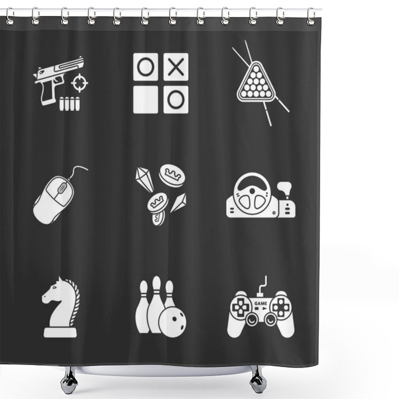 Personality  Nine Flat Game Icons Shower Curtains