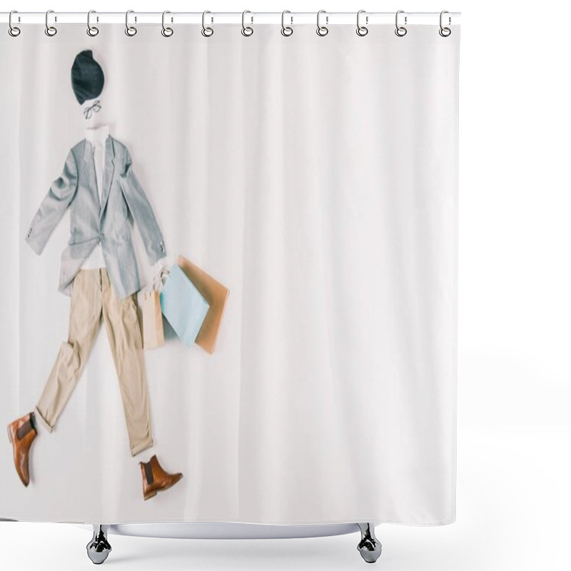 Personality  Clothes With Shopping Bags Shower Curtains