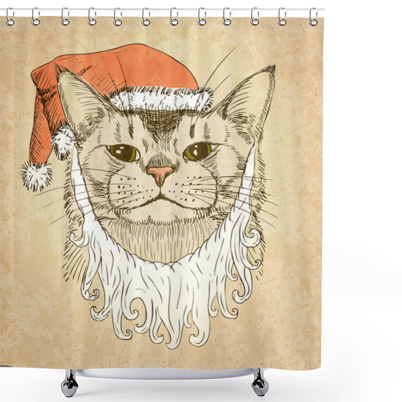 Personality  Santa Cat Shower Curtains