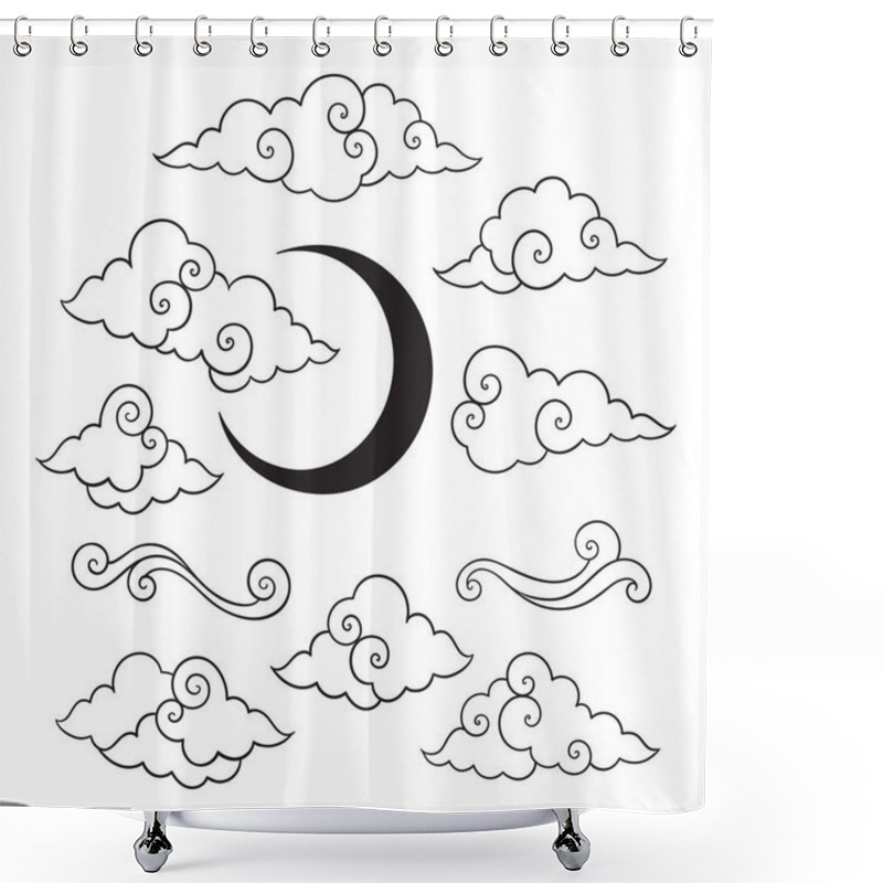 Personality  Set Of Traditional Oriental Clouds Ornament Vector Isolated Elements Collection. Shower Curtains