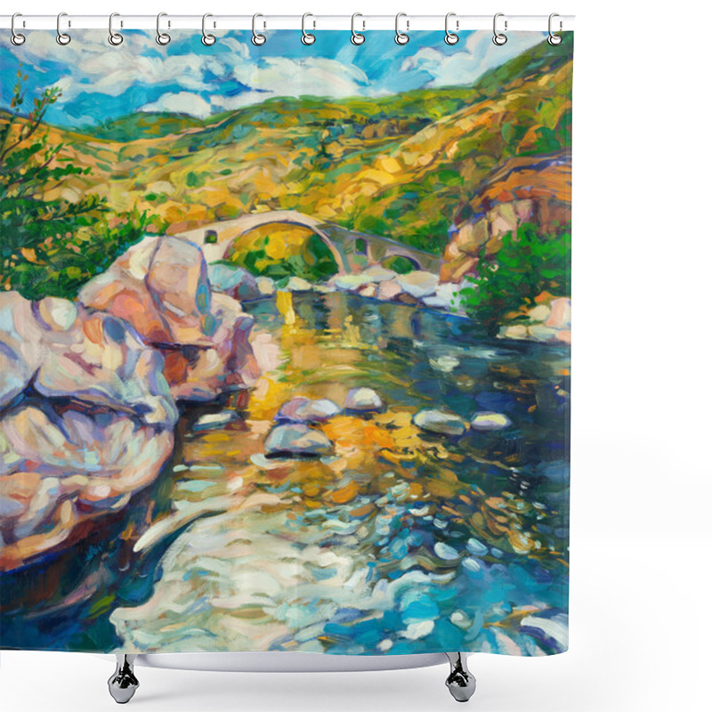 Personality  Bridge In The Mountains Shower Curtains