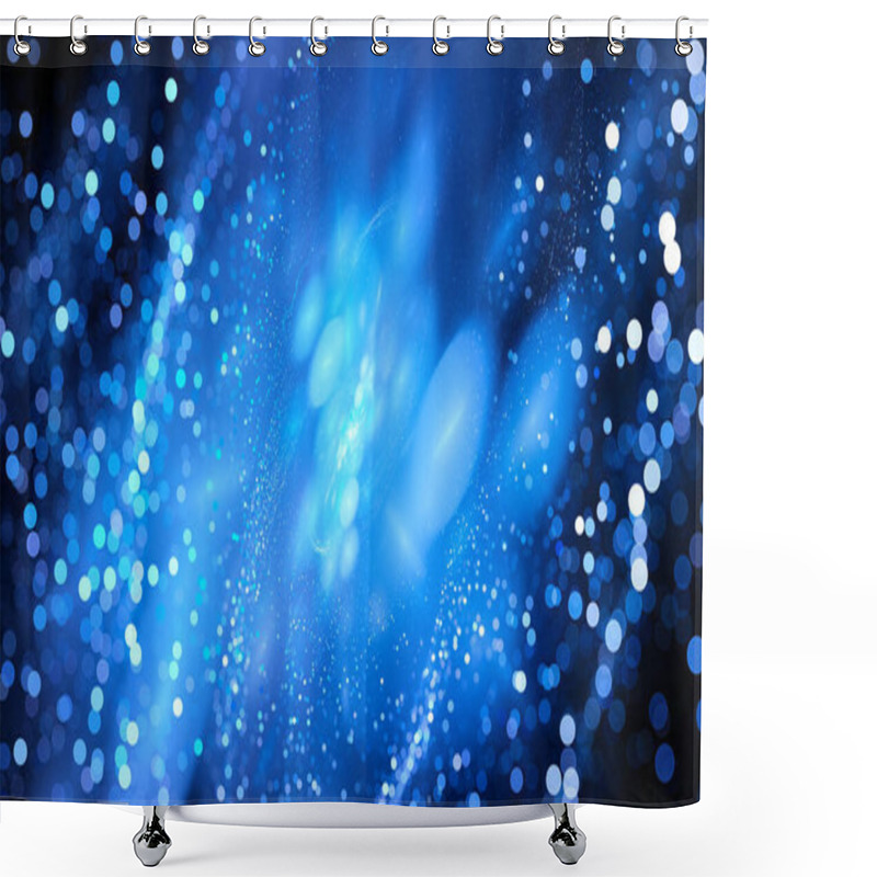 Personality  Blue Cloud Storage With Data Packets In Bokeh, Computer Generated Abstract Background, 3D Rendering Shower Curtains