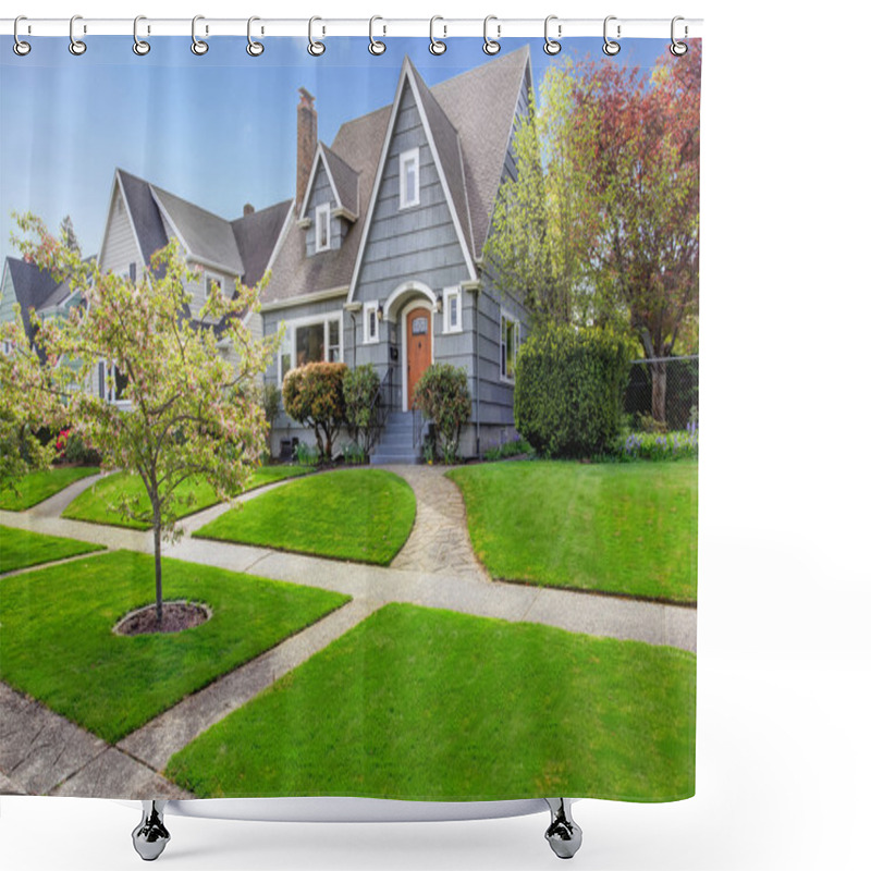 Personality  House Exterior With Curb Appeal Shower Curtains