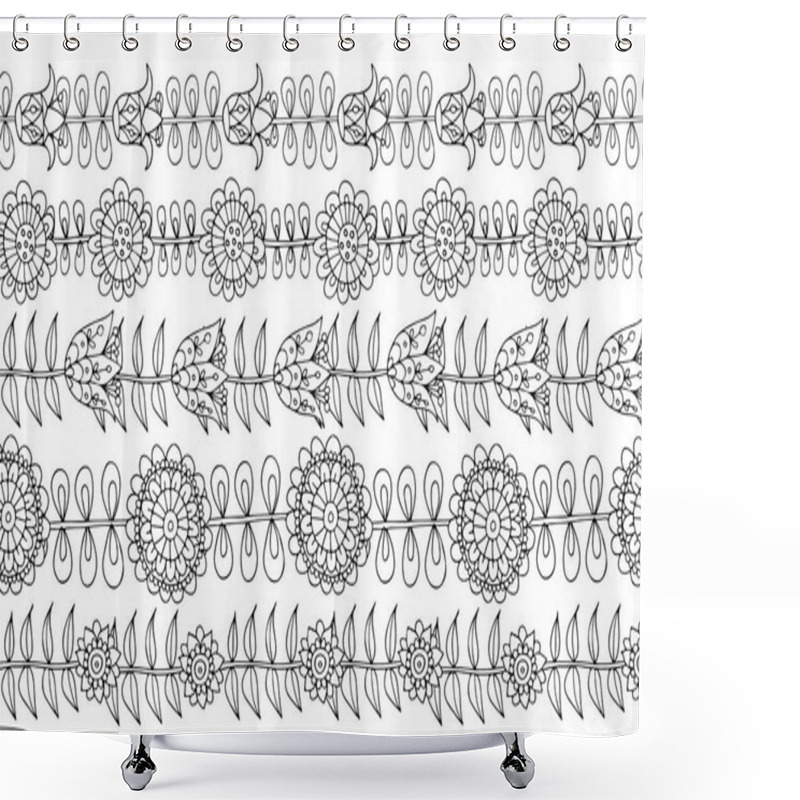 Personality  Scandinavian Folk Style Flowers, Seamless Pattern Shower Curtains