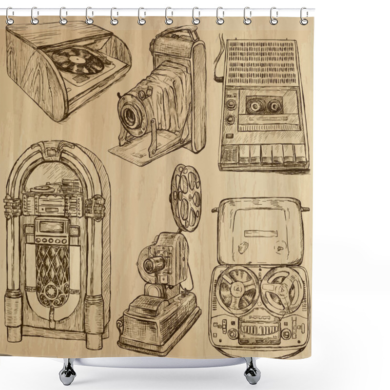 Personality  Old Objects No.3 - Hand Drawn Collection Shower Curtains