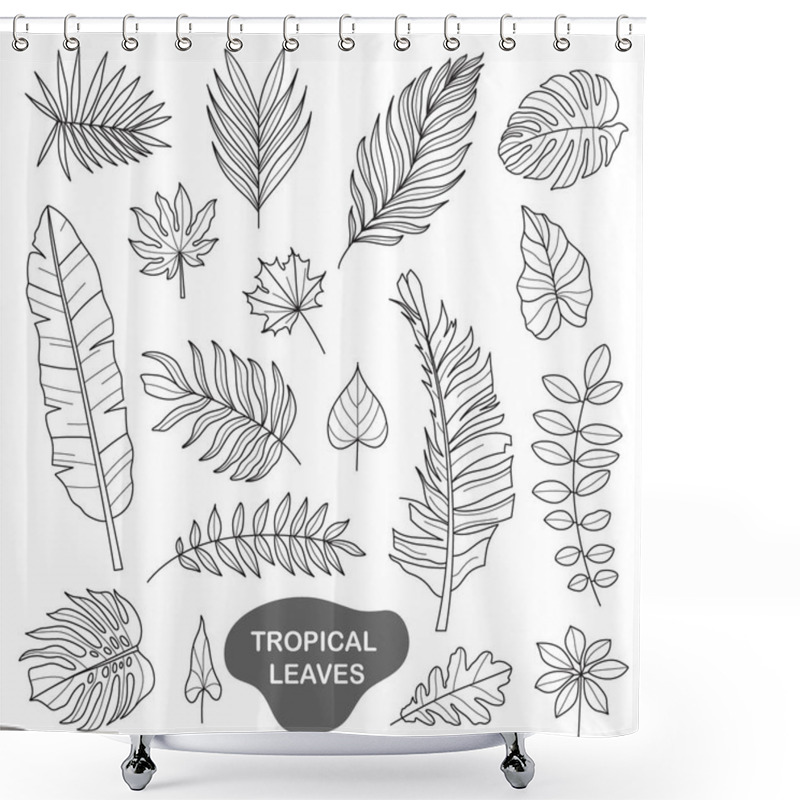 Personality  Tropical Leaves Doodle Illustration Shower Curtains