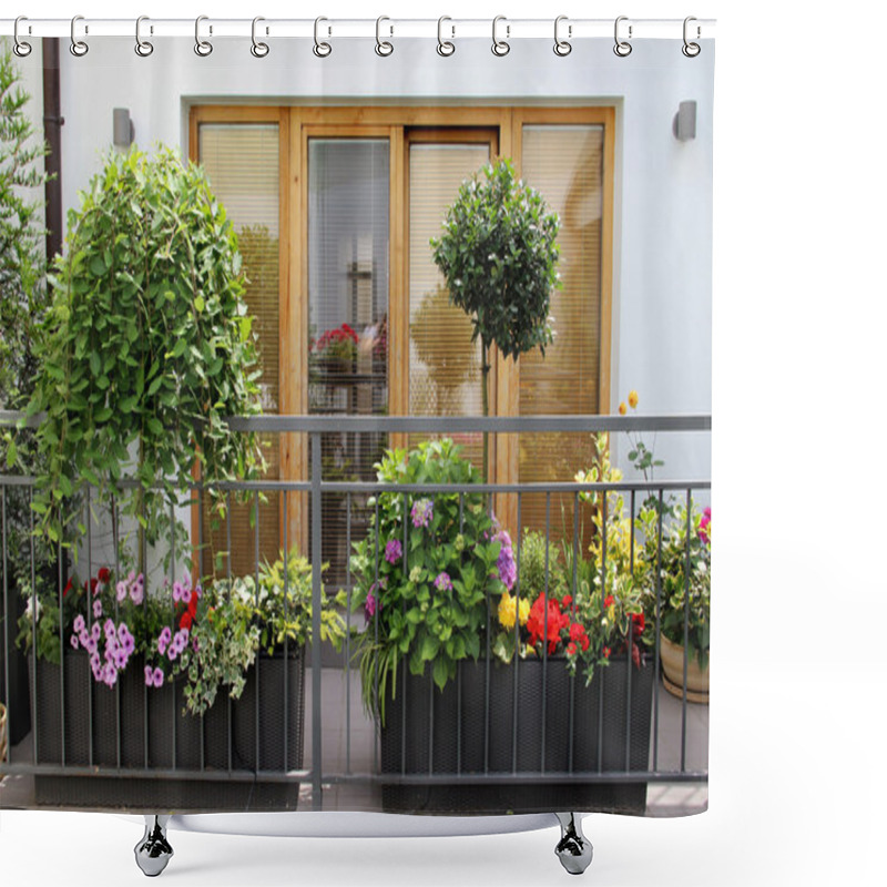 Personality  Beautiful Modern Terrace With A Lot Of Flowers Shower Curtains