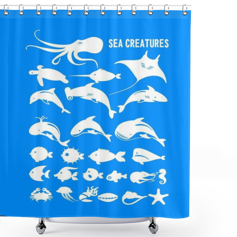 Personality  Set Of Marine Animals Shower Curtains