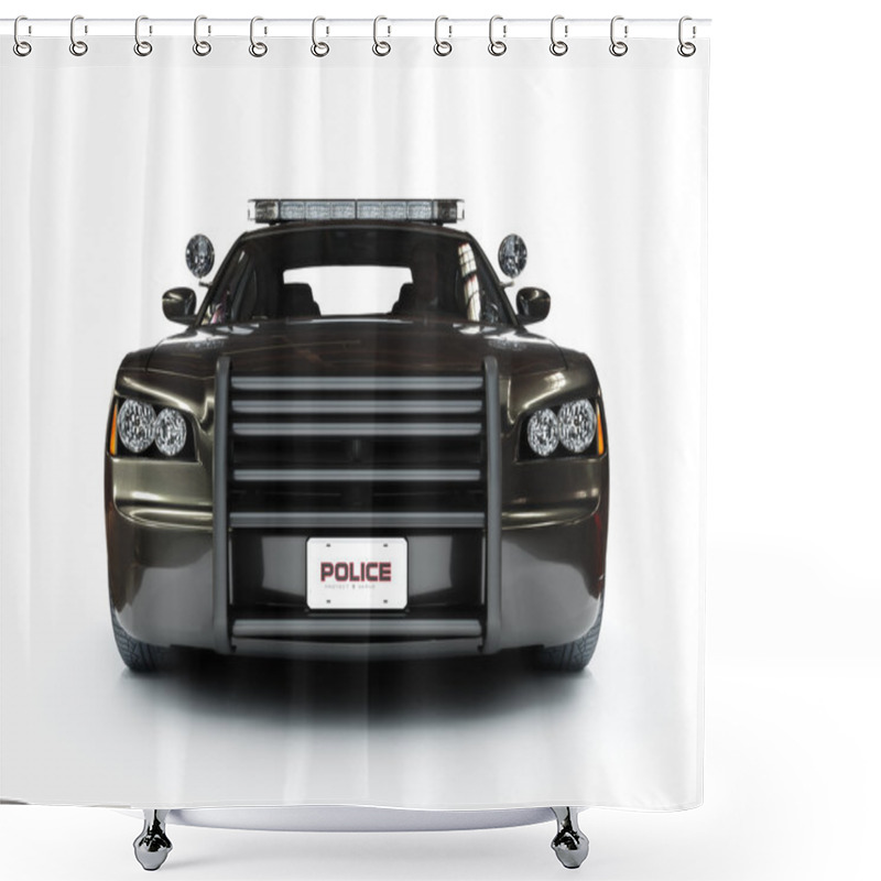 Personality  Police Modern Car On A White Background Shower Curtains