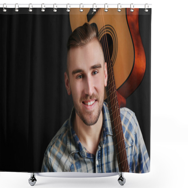 Personality  Young Man With Guitar Shower Curtains