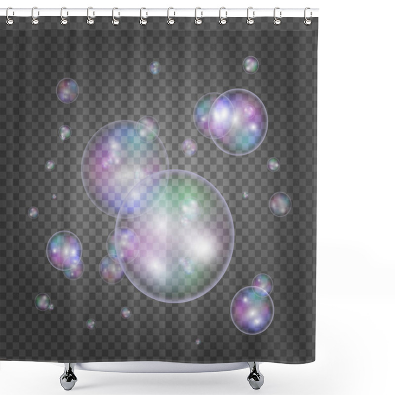 Personality  Rainbow Round Soap Bubbles Shower Curtains