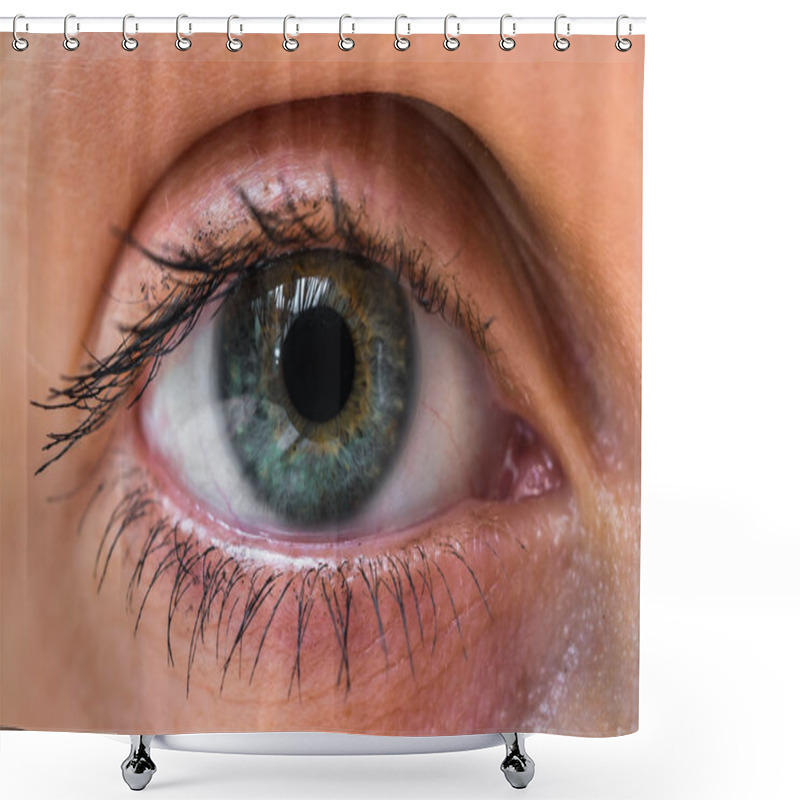 Personality  Detailed View Of Open Eye Of Woman Shower Curtains